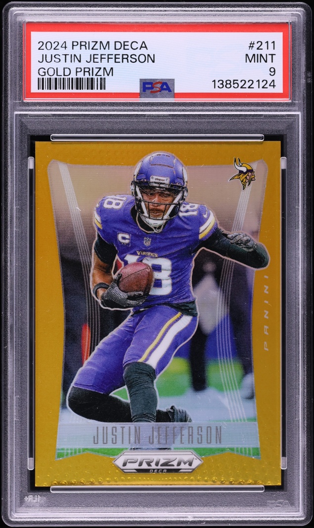 2024 Panini Prizm Deca Gold Justin Jefferson /10 #211 PSA 9 MINT - Photo 1
