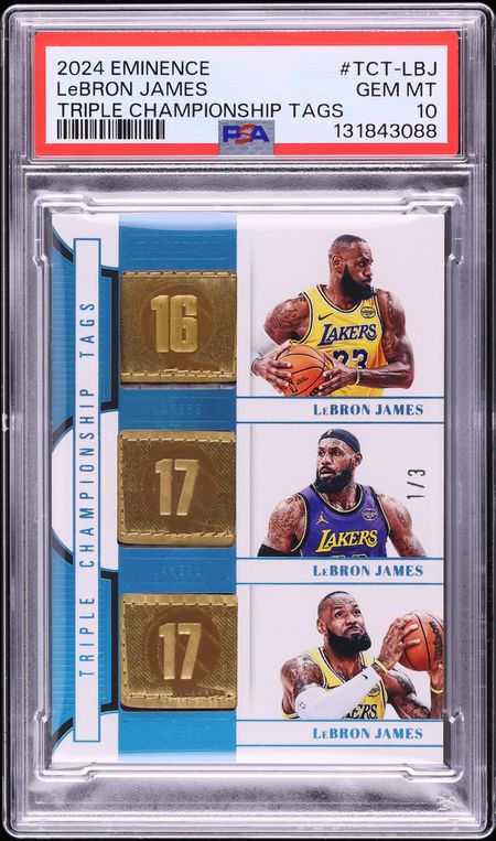 2024 Panini Eminence Triple Championship LeBron James TAG PATCH 1/3 #TCT-LBJ PSA 10 GEM MINT