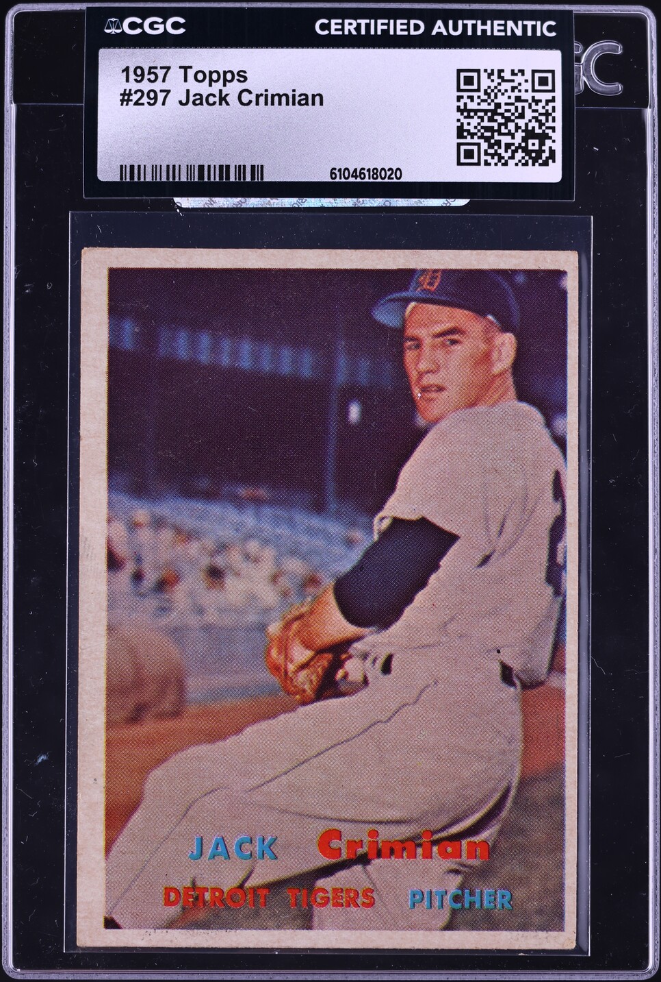 1957 Topps Jack Crimian #297 CGC AUTH