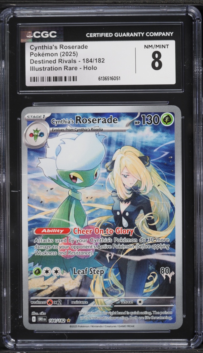 2025 Pokemon Scarlet & Violet Destined Rivals IR Cynthia's Roserade #184 CGC 8 NM-MT