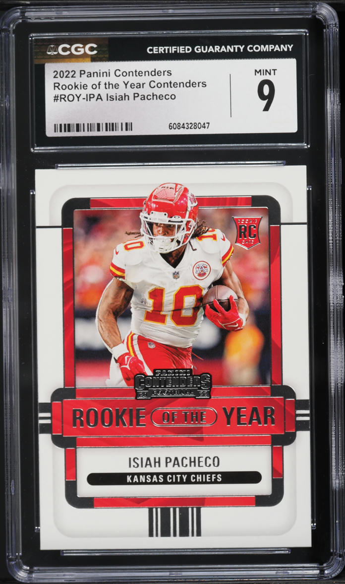 2022 Panini Contenders Rookie Of The Year Isiah Pacheco ROOKIE #ROY-IPA CGC 9 MINT