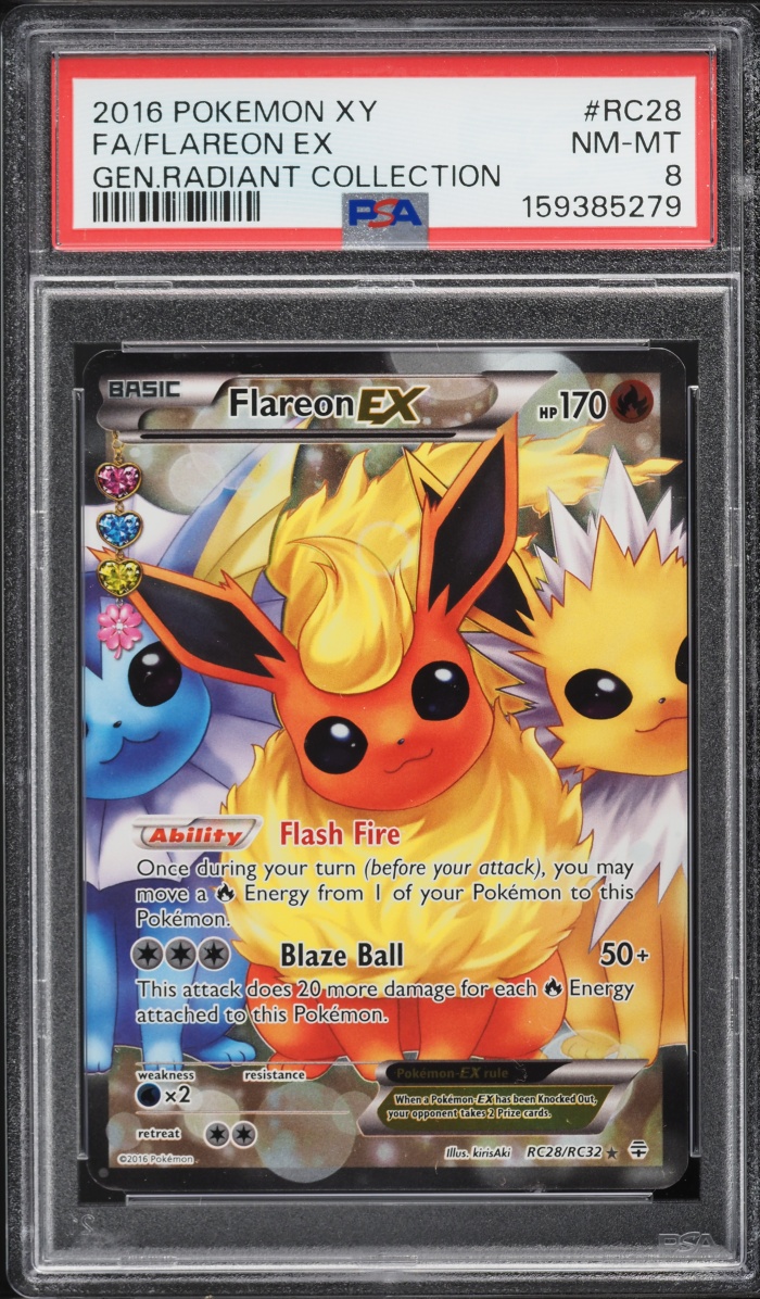 2016 Pokemon XY Generations Radiant Collection Full Art Flareon EX #RC28 PSA 8 NM-MT