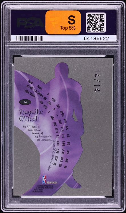 1998 Skybox E-X Century Essential Credentials Now Shaquille O'Neal 14/14 #14 PSA 6 EXMT - Photo 2