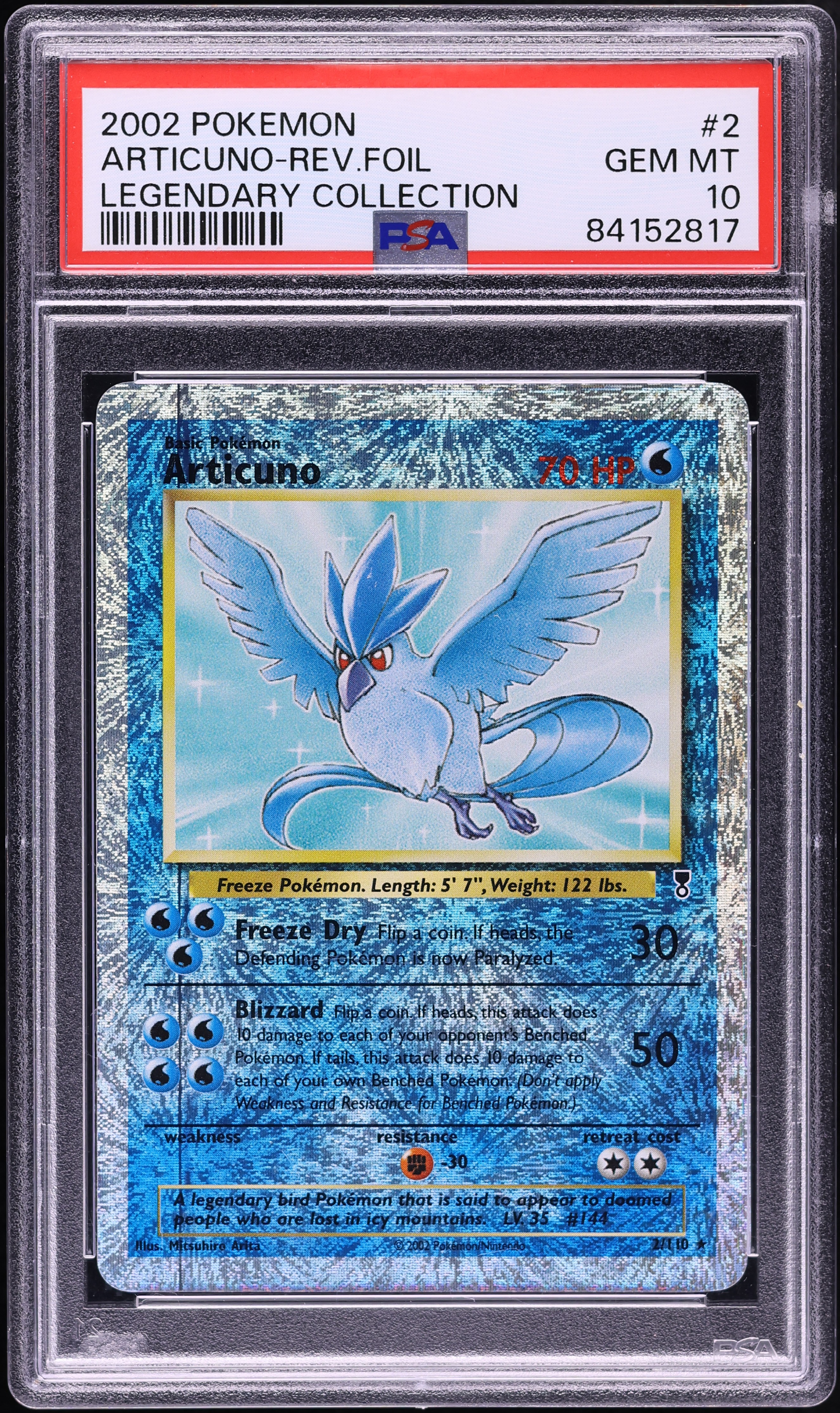 2002 Pokemon Legendary Collection Reverse Holo Articuno #2 PSA 10 GEM MINT