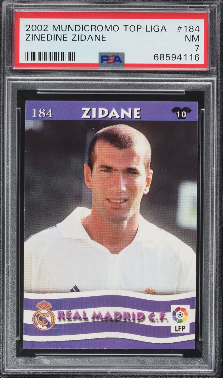 2002 Mundi Cromo Top Liga Zinedine Zidane #184 PSA 7 NRMT - Photo 1