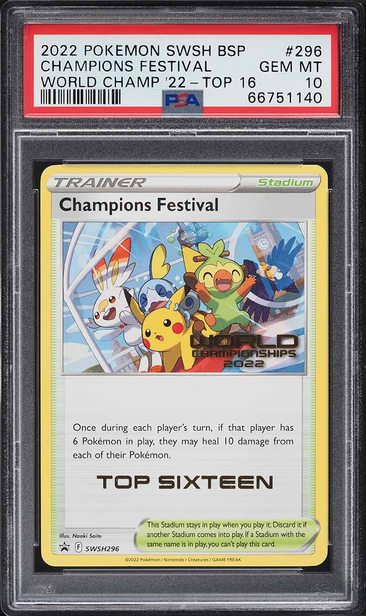 2022 Pokemon SWSH Black Star Promo Top 16 Champions Festival #296 PSA 10 GEM