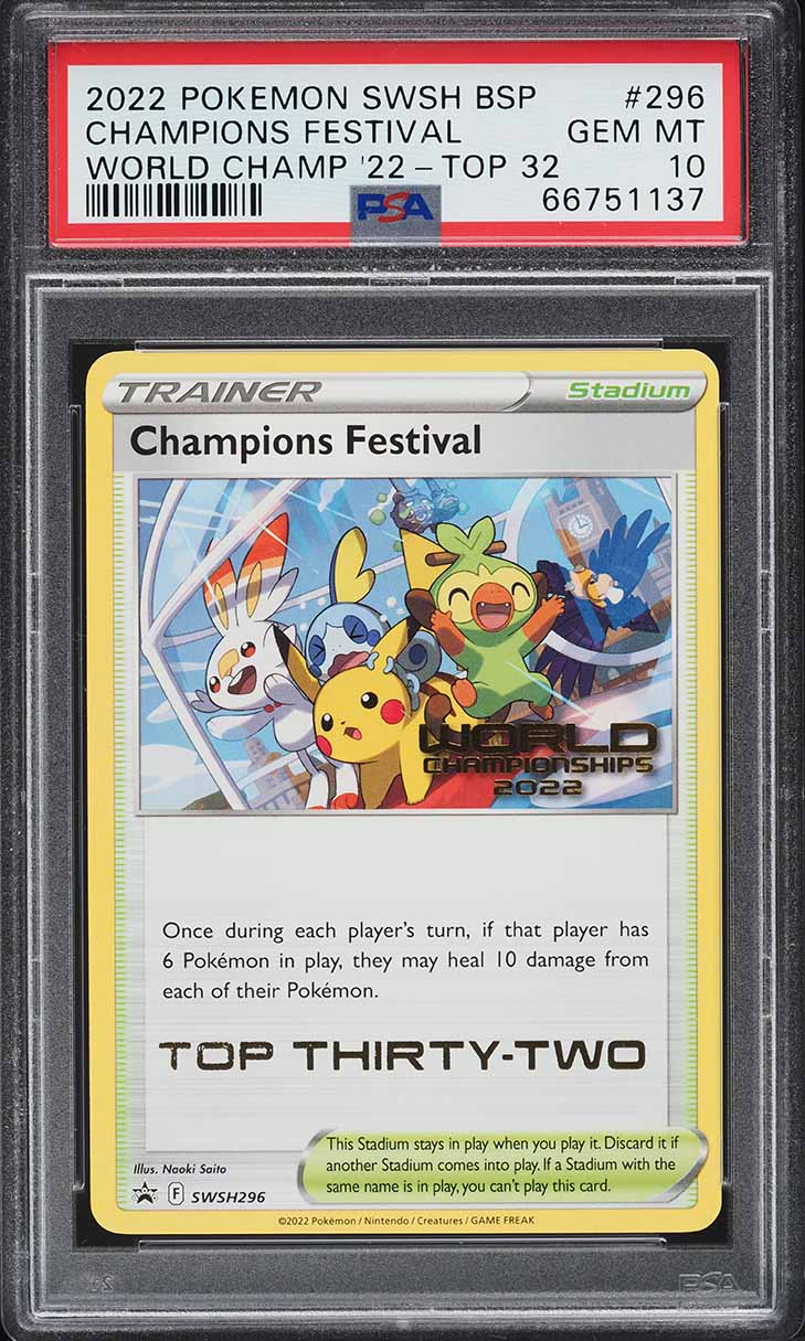 2022 Pokemon SWSH Black Star Promo Top 32 Champions Festival #296 PSA 10 GEM