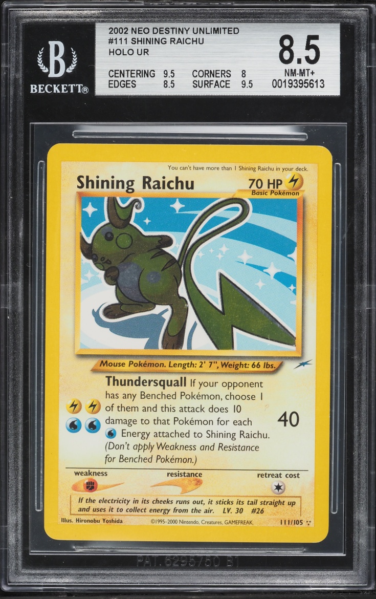 2002 Pokemon Neo Destiny Holo Shining Raichu #111 BGS 8.5 NM-MT+