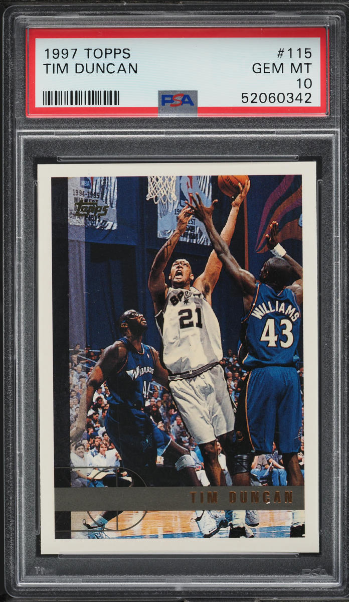 1997 Topps Basketball Tim Duncan ROOKIE #115 PSA 10 GEM MINT