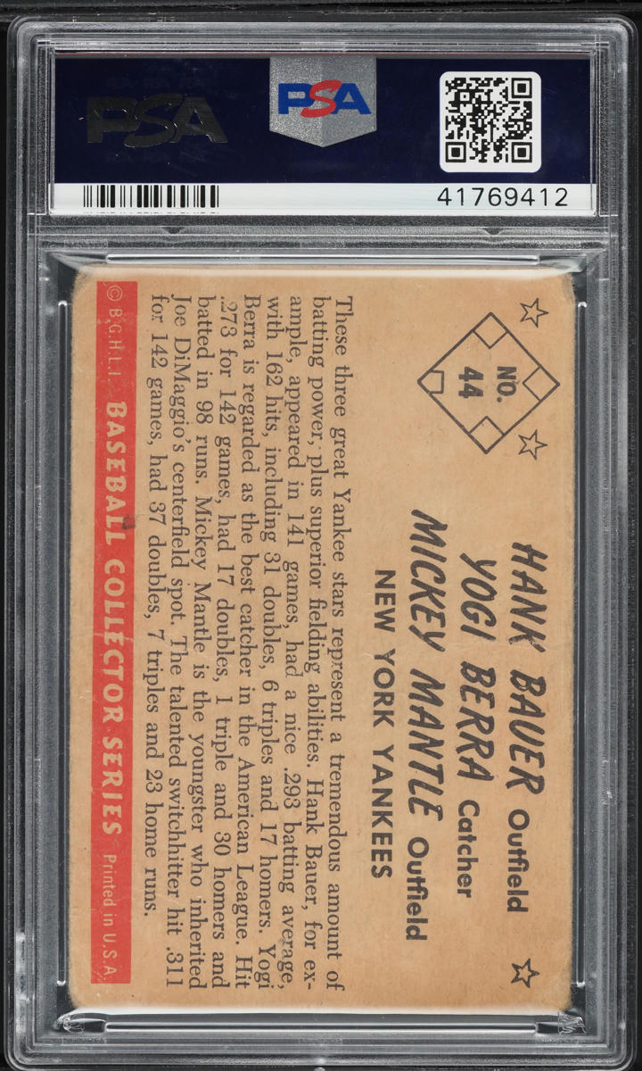 1953 Bowman Color Yogi Berra Mickey Mantle Hank Bauer #44 PSA 1 PR