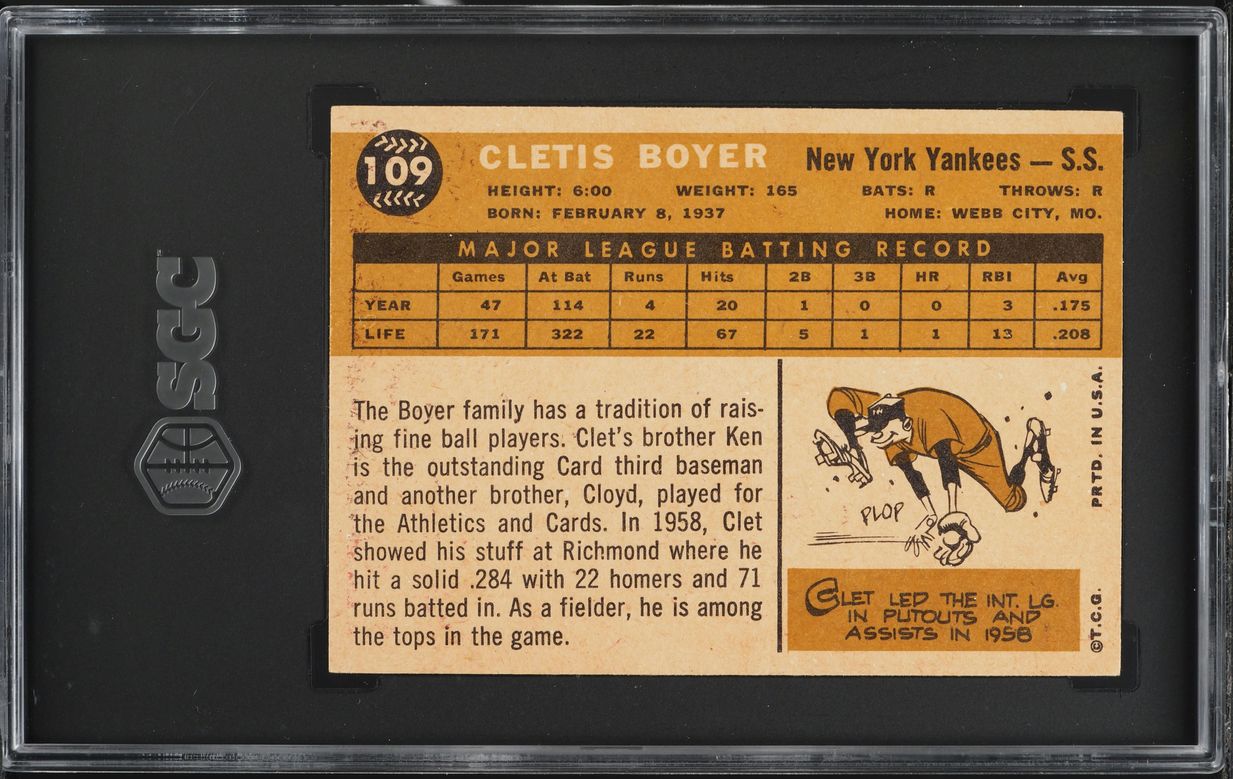 1960 Topps Clete Boyer #109 SGC 2 GD