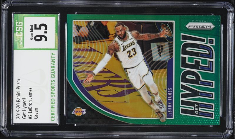 2019 Panini Prizm Get Hyped! Green LeBron James #2 CSG 9.5 GEM
