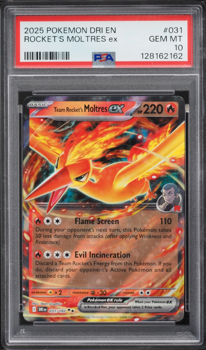 2025 Pokemon Scarlet & Violet Destined Rivals Holo Team Rocket's Moltres EX #31 PSA 10 GEM MINT