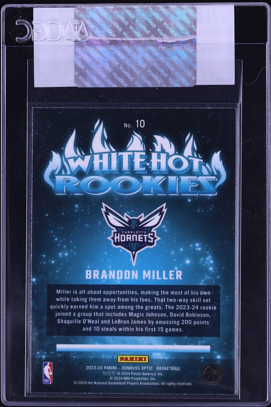2023 Donruss Optic White-Hot Brandon Miller ROOKIE #10 CGC AUTH