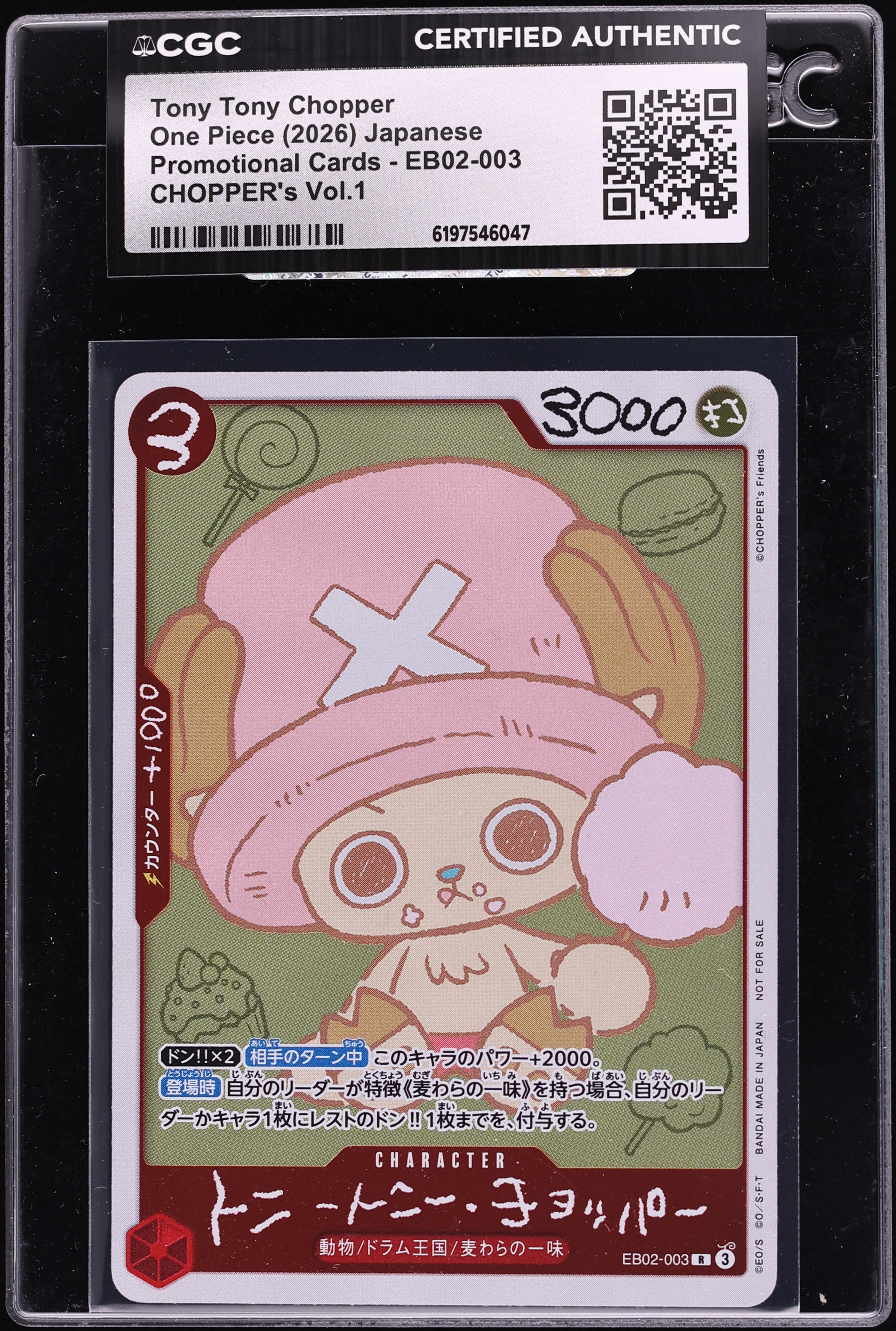 2026 One Piece Japanese Promo CHOPPER's Vol.1 Tony Tony Chopper #EB02-003 CGC AUTH