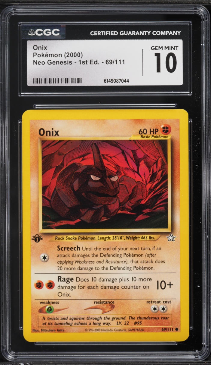 2000 Pokemon Neo Genesis 1st Edition Onix #69 CGC 10 GEM MINT