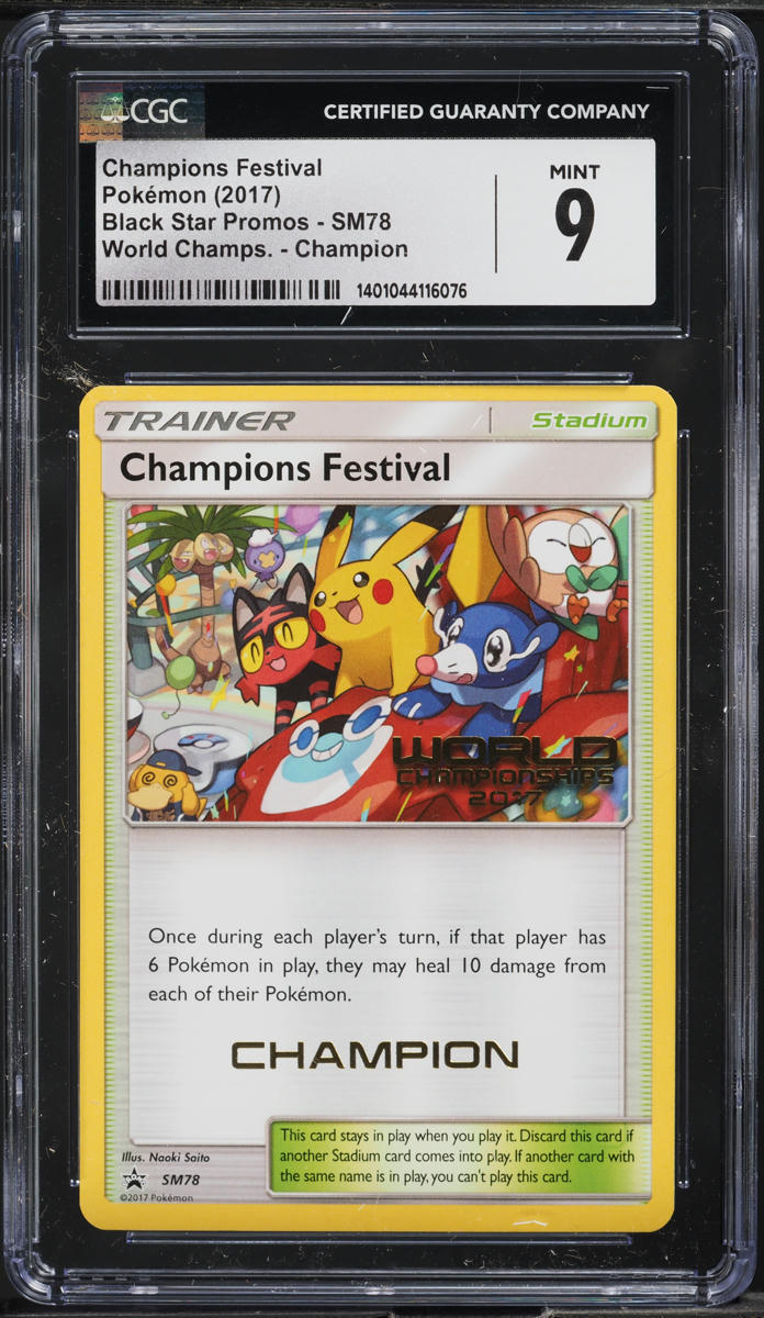 2017 Pokemon SM Black Star Promo WC Champion Festival #78 CGC 9 MINT