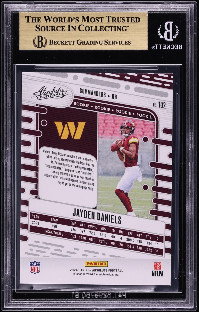2024 Absolute Football Jayden Daniels ROOKIE #102 BGS 9.5 GEM MINT