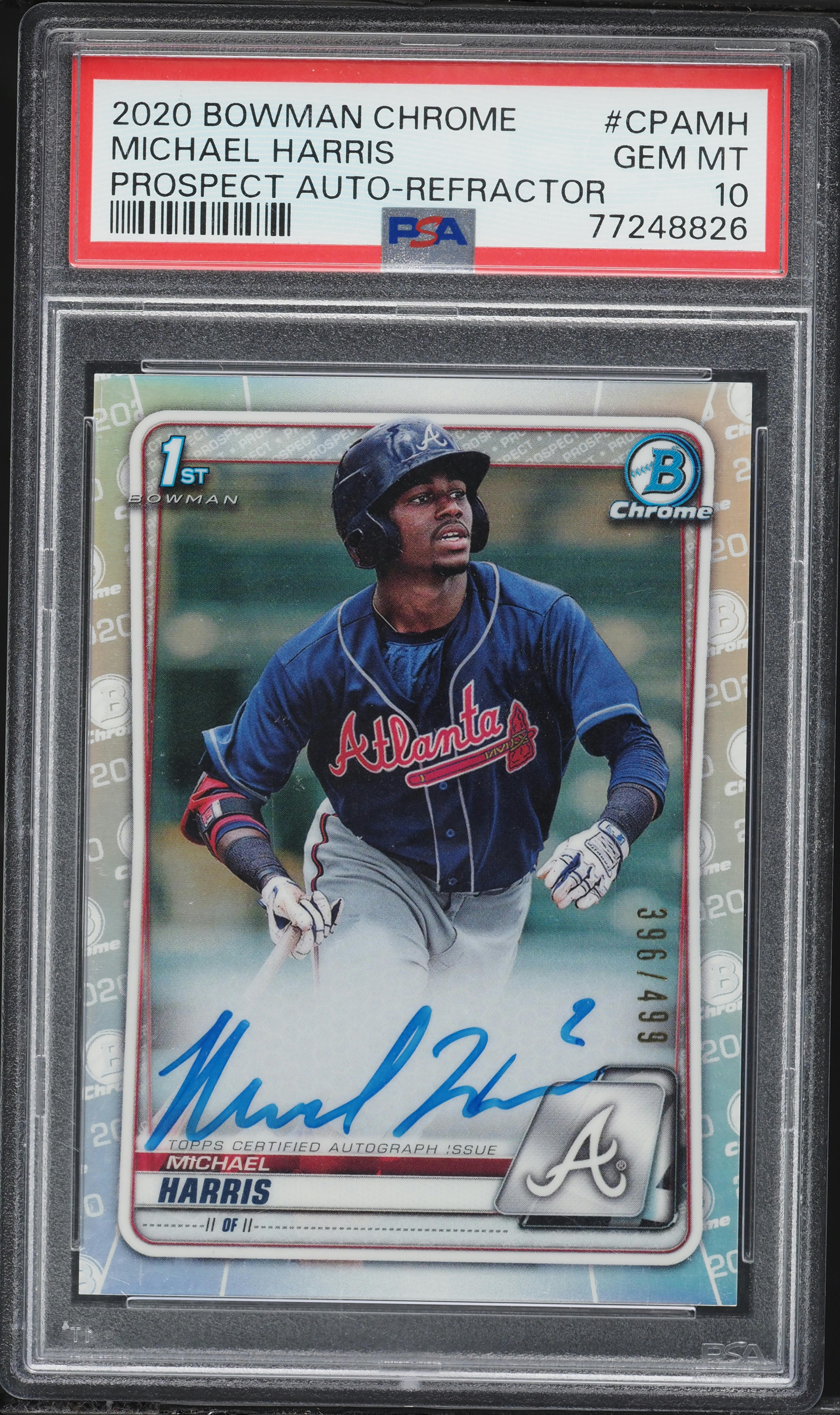 1st BOWMAN AUTO MICHAEL HARRIS Ⅱ PSA10 2020 Bowman Chrome Refractor Michael Harris PROSPECT AUTO /499