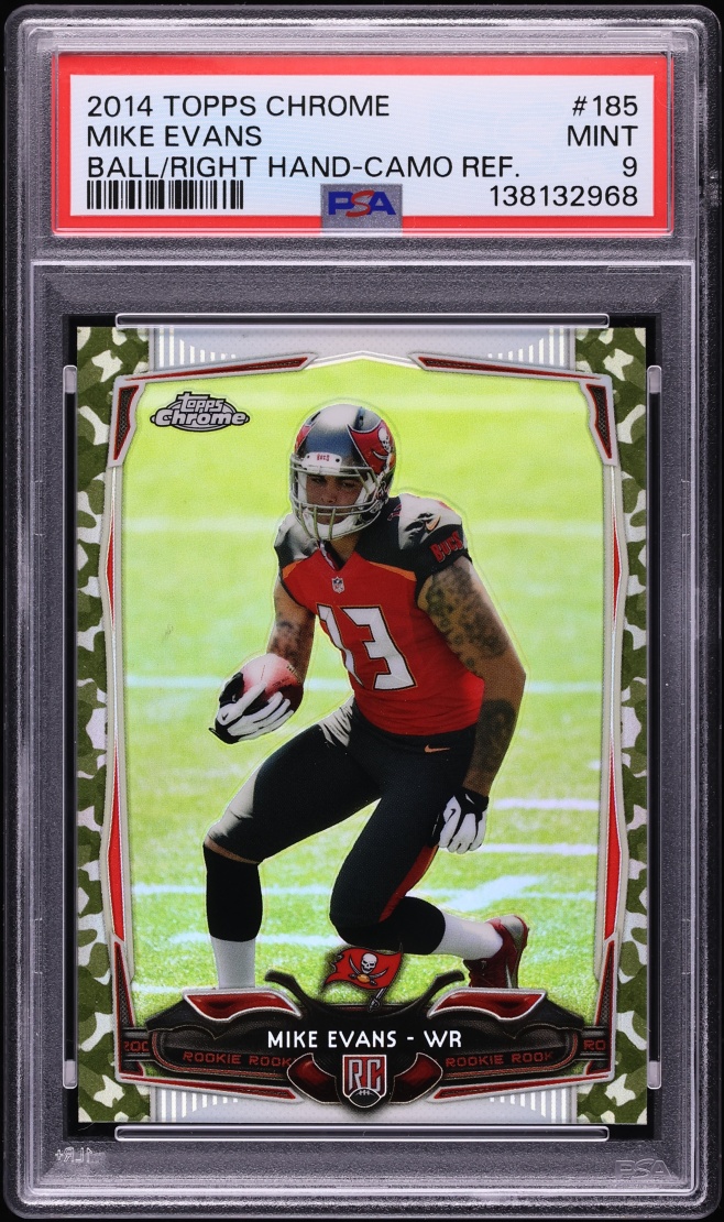 2014 Topps Chrome Camo Refractor Mike Evans ROOKIE /499 #185 PSA 9 MINT - Photo 1