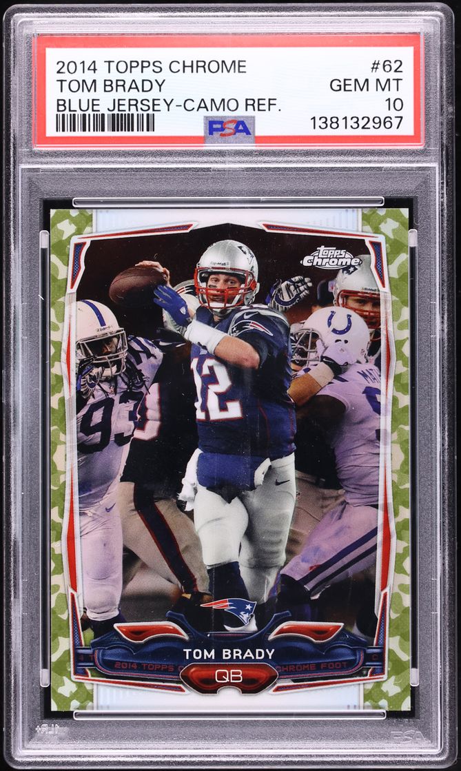 2014 Topps Chrome Camo Refractor Tom Brady /499 #62 PSA 10 GEM MINT - Photo 1