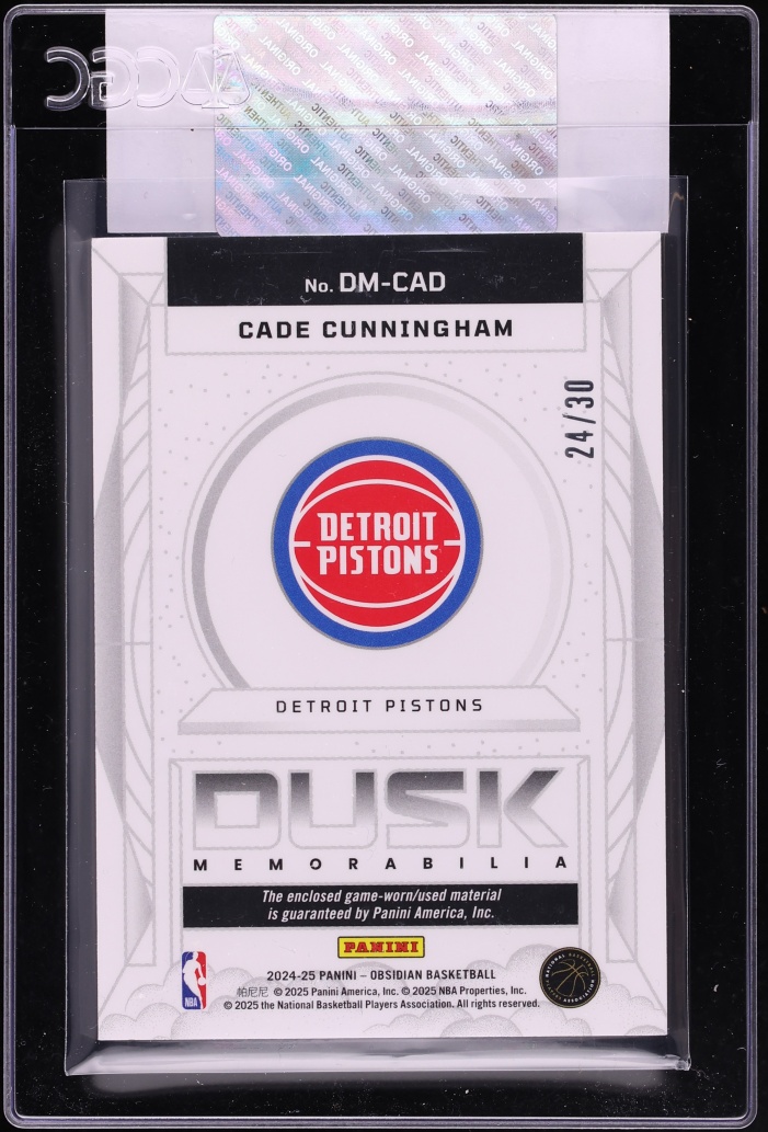 2024 Panini Obsidian Dusk Electric Etch Bronze Flood Cade Cunningham PATCH /30 #DM-CAD CGC AUTH