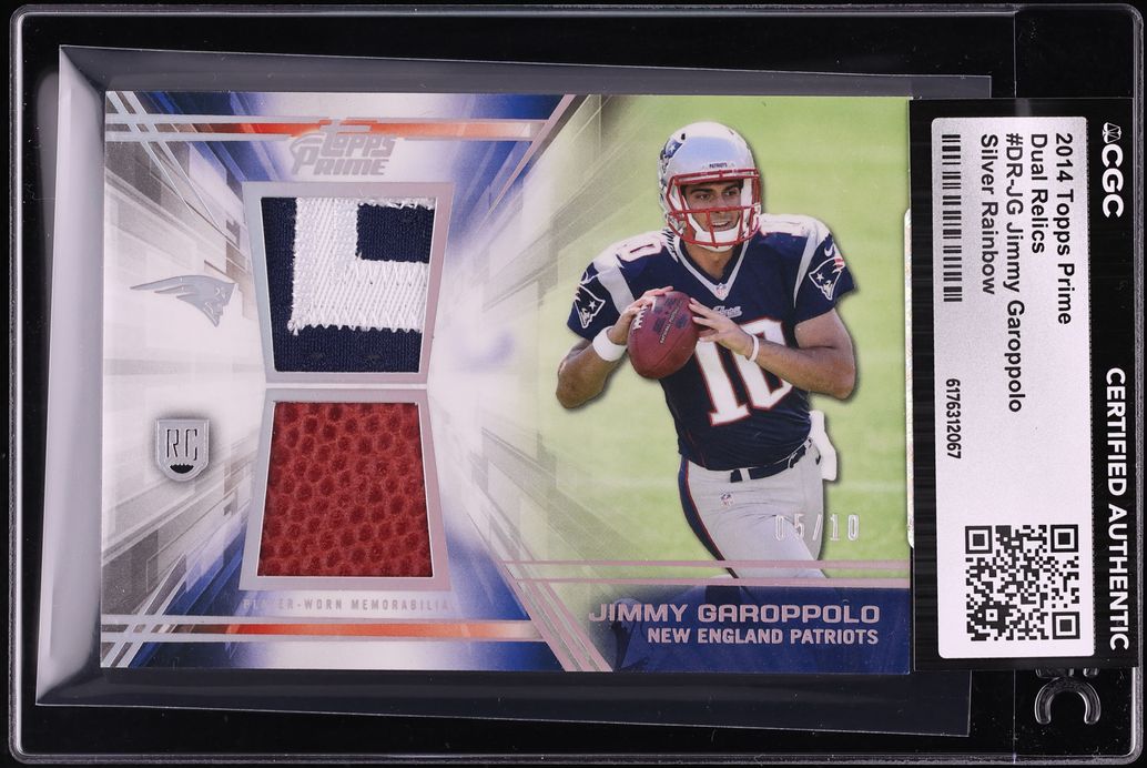 2014 Topps Prime Dual Silver Rainbow Jimmy Garoppolo ROOKIE PATCH /10 #DR-JG CGC AUTH
