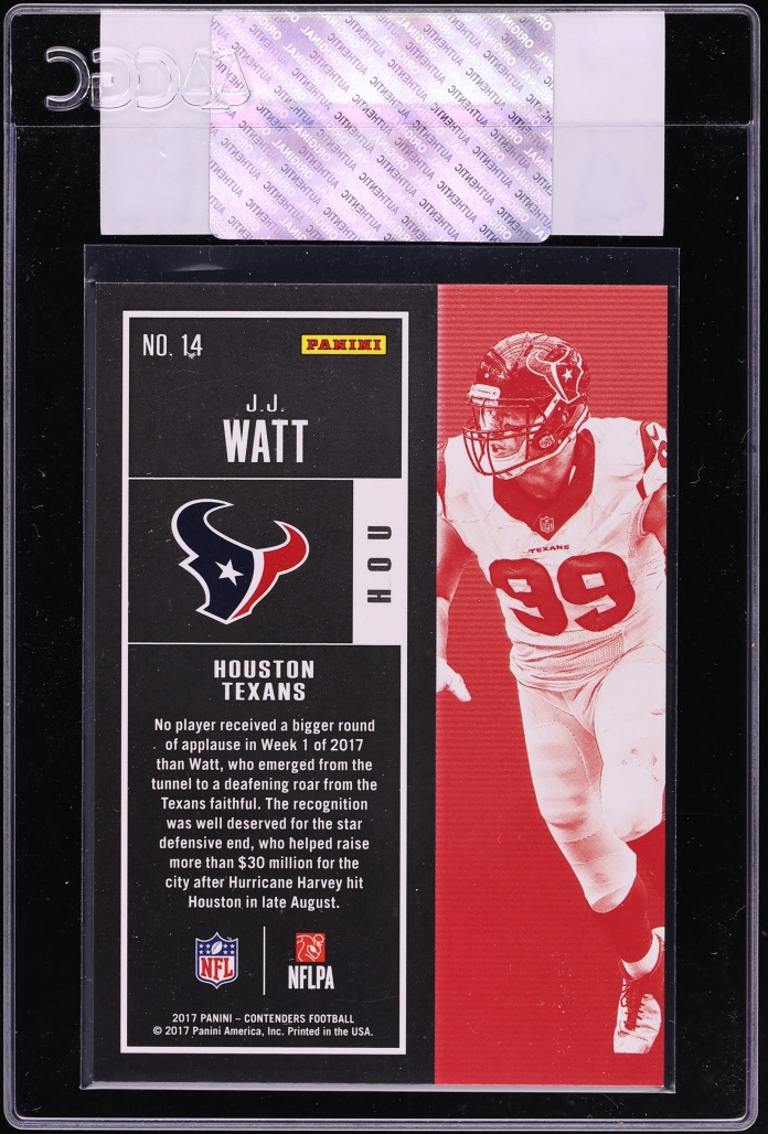2017 Panini Contenders Cracked Ice J.J. Watt /25 #14 CGC AUTH