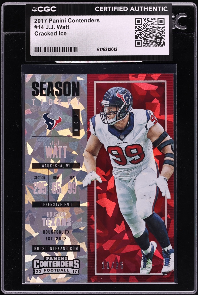 2017 Panini Contenders Cracked Ice J.J. Watt /25 #14 CGC AUTH