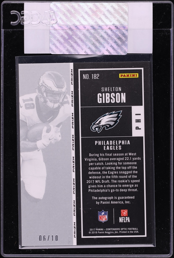 2017 Panini Contenders Optic Ticket Gold Shelton Gibson ROOKIE AUTO /10 #182 CGC AUTH