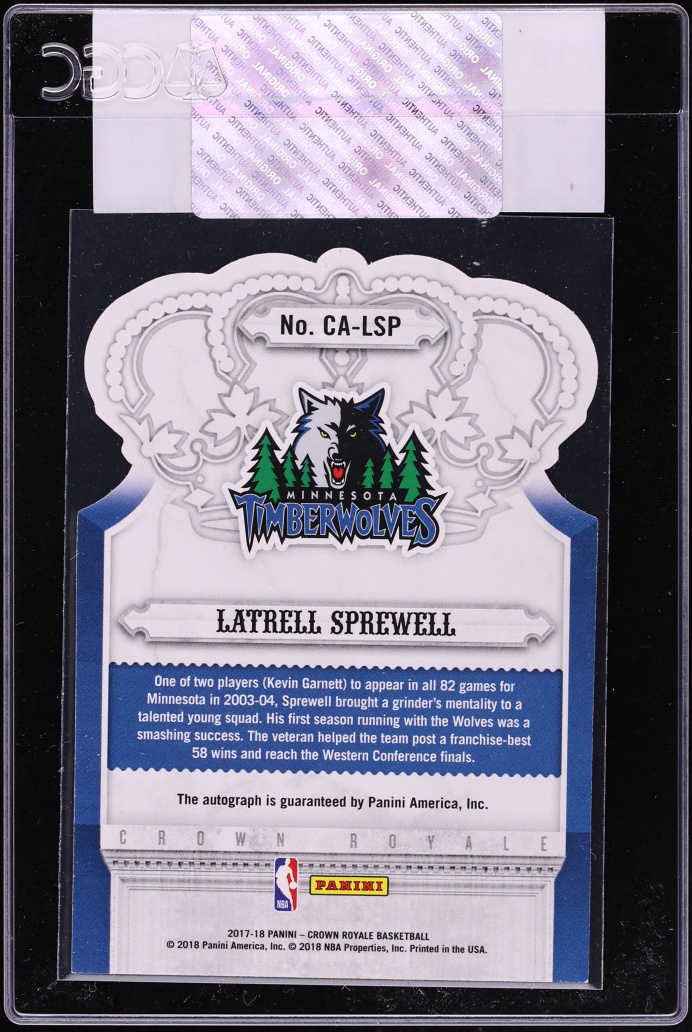 2017 Crown Royale Die-Cut Latrell Sprewell AUTO /99 #CA-LSP CGC AUTH