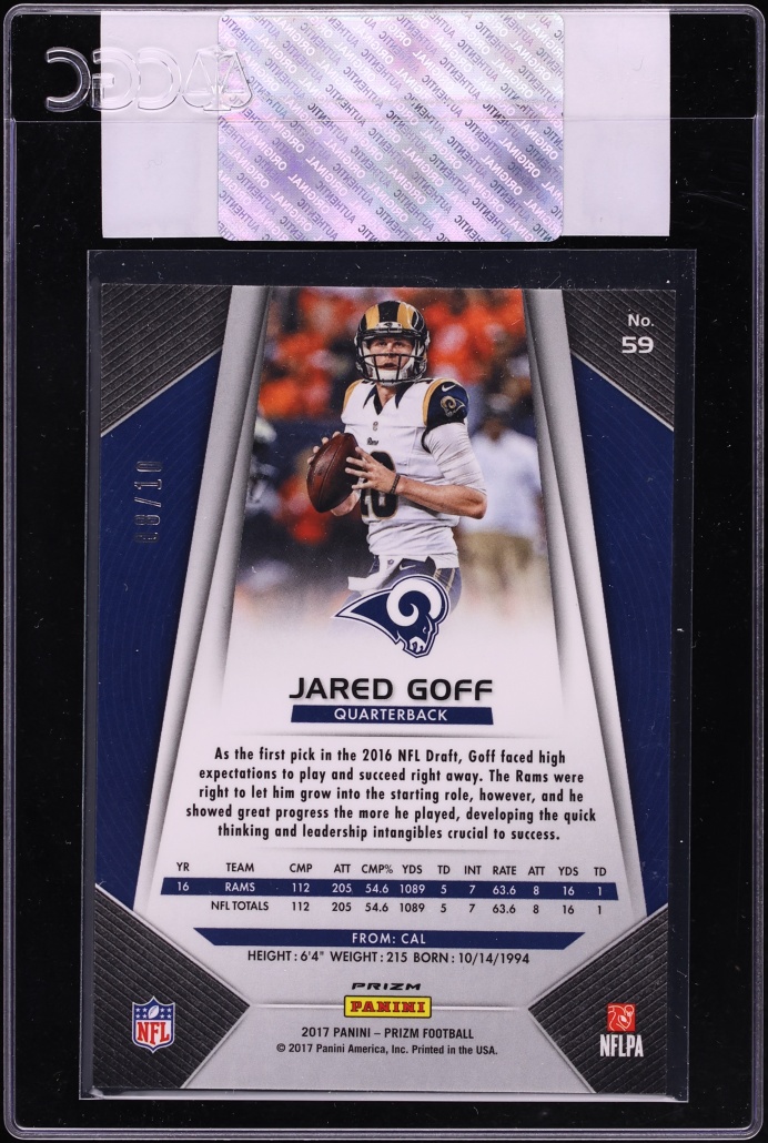 2017 Panini Prizm Gold Jared Goff /10 #59 CGC AUTH