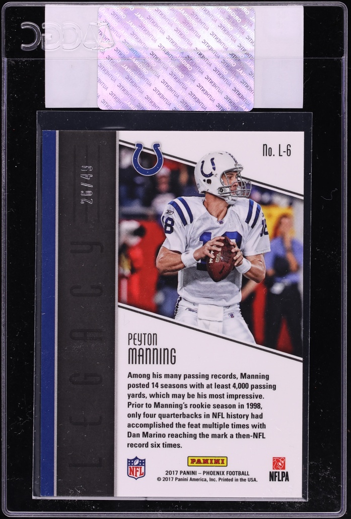 2017 Panini Phoenix Legacy Orange Peyton Manning /49 #L-6 CGC AUTH