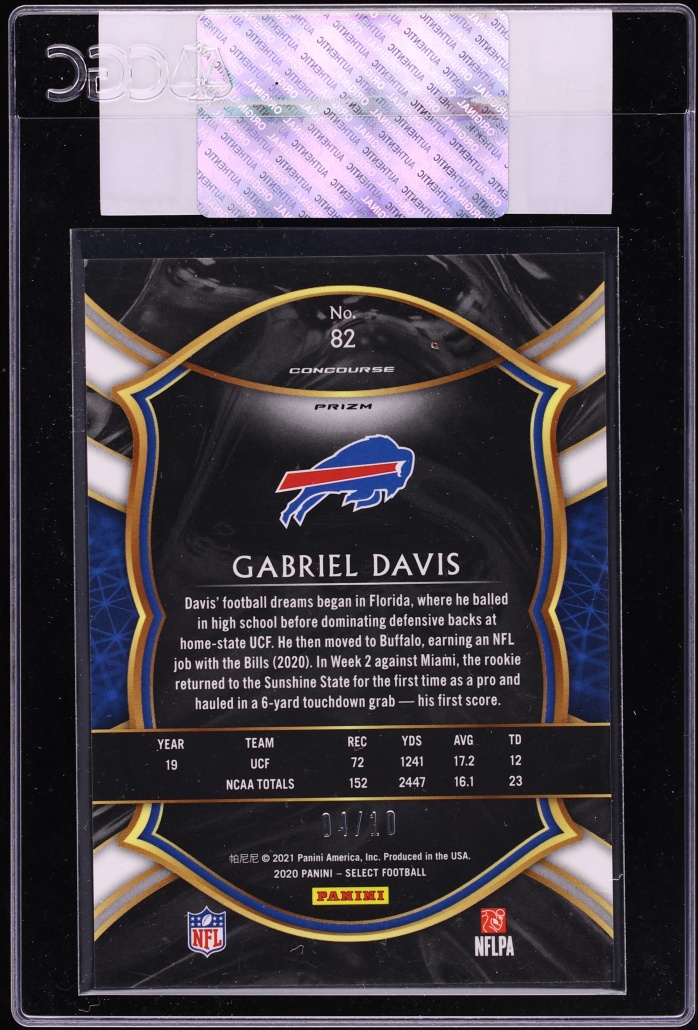 2020 Select Concourse Pink Gabriel Davis ROOKIE /10 #82 CGC AUTH