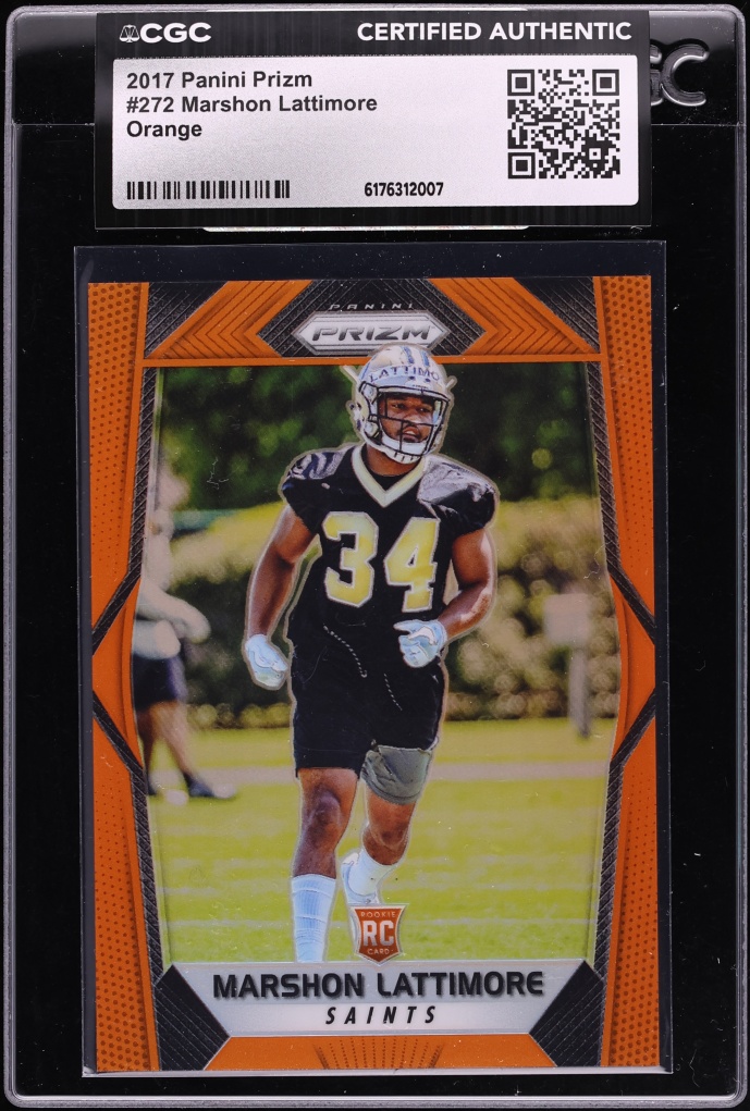 2017 Panini Prizm Orange Marshon Lattimore ROOKIE /275 #272 CGC AUTH