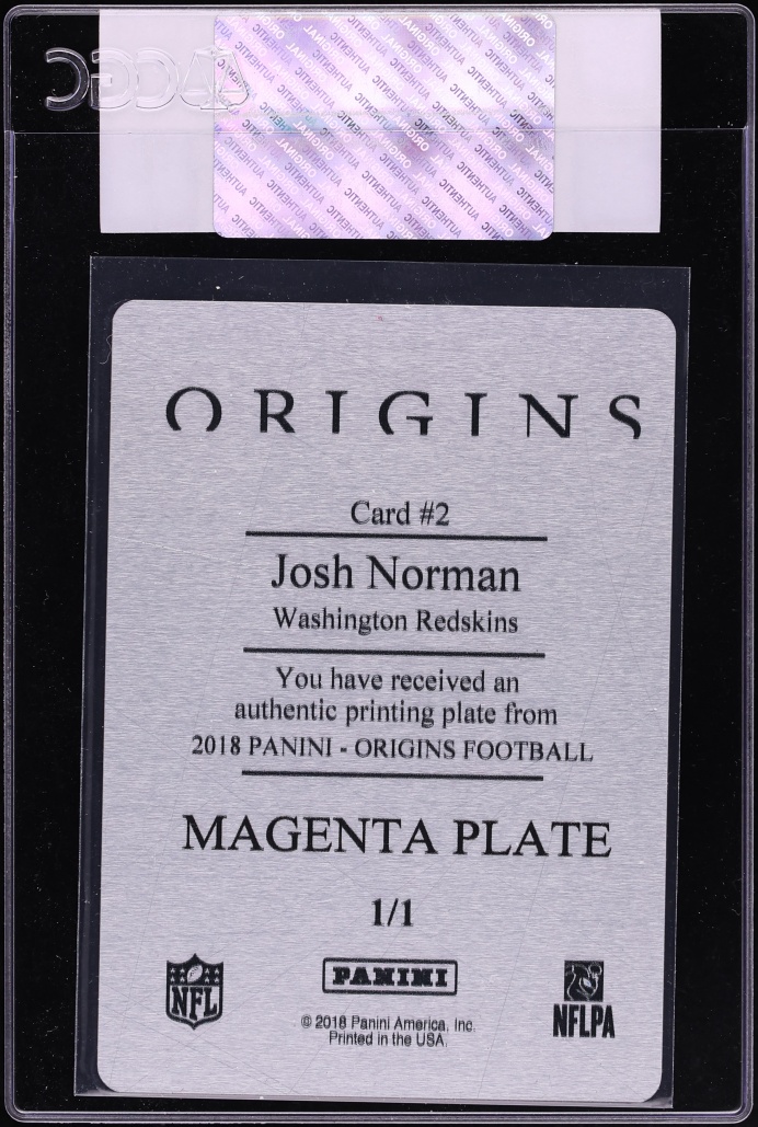 2018 Panini Origins Magenta Printing Plate Josh Norman 1/1 #2 CGC AUTH