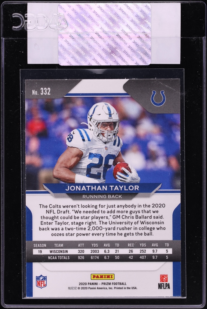2020 Panini Prizm Jonathan Taylor ROOKIE #332 CGC AUTH