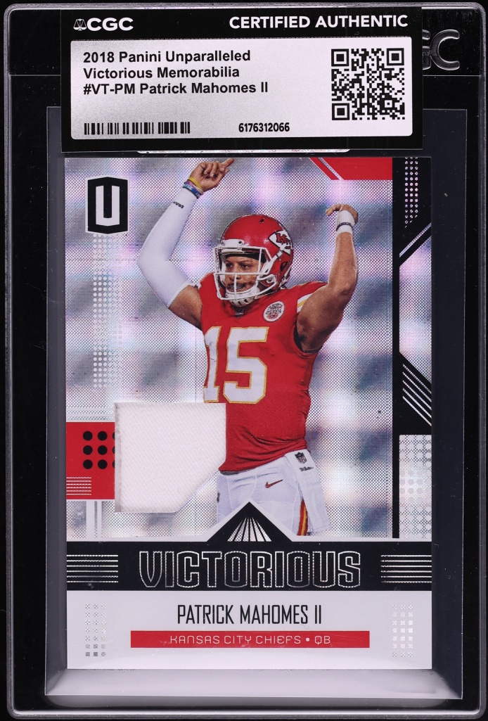 2018 Panini Unparalleled Victorious Patrick Mahomes II PATCH #VT-PM CGC AUTH