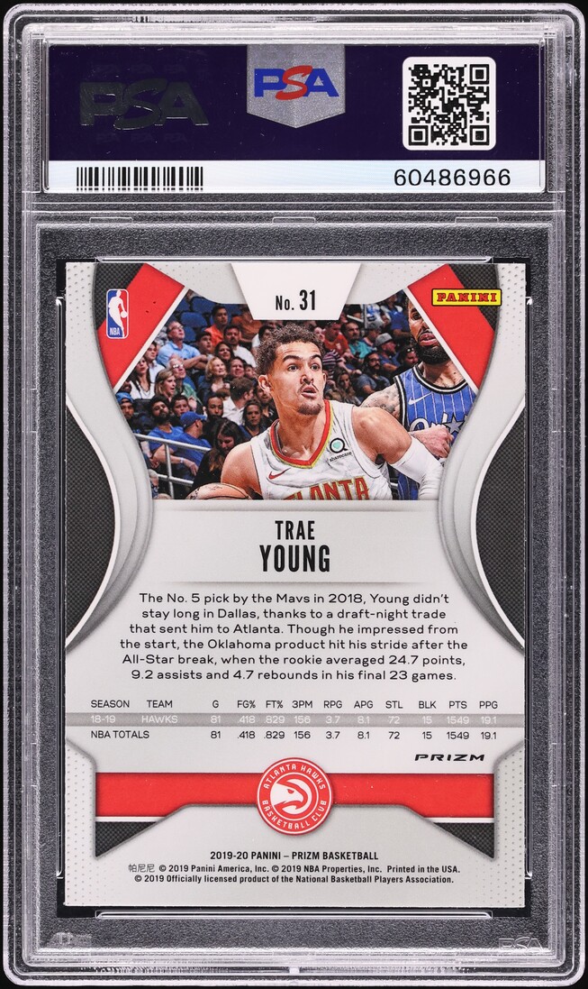 2019 Panini Prizm Silver Trae Young #31 PSA 10 GEM MINT
