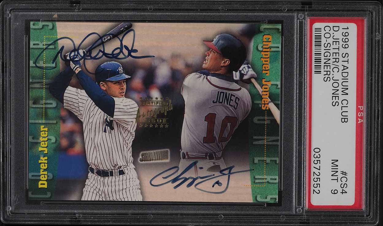 1999 Stadium Club Co-Signers Chipper Jones & Derek Jeter AUTO #CS4