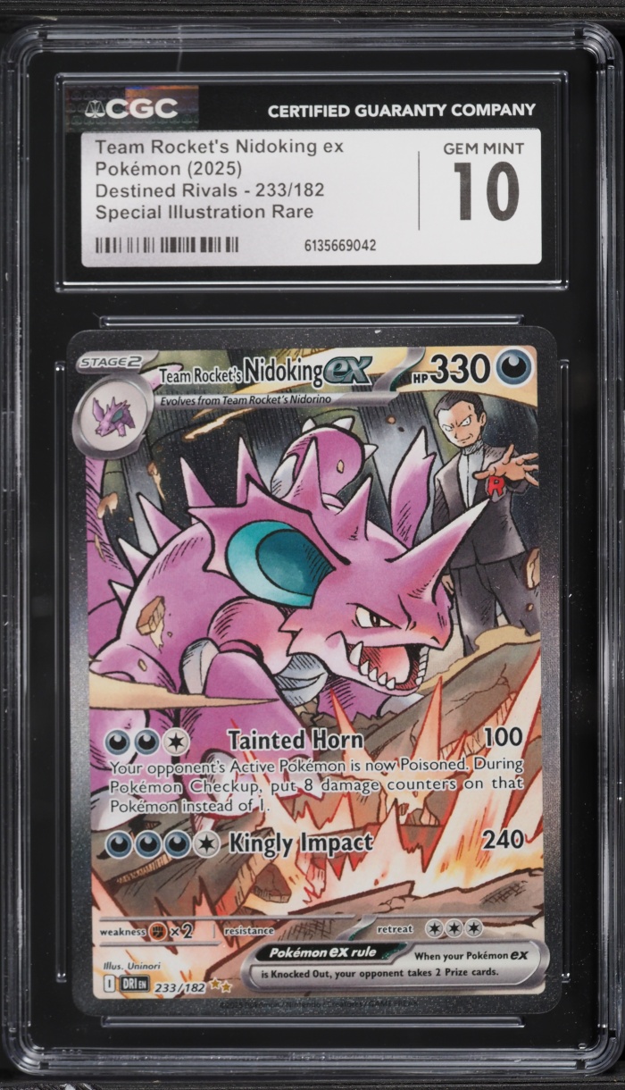 2025 Pokemon SV Destined Rivals SIR Team Rocket's Nidoking EX #233 CGC 10 GEM MINT