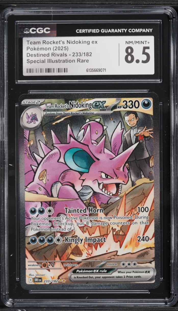 2025 Pokemon SV Destined Rivals SIR Team Rocket's Nidoking EX #233 CGC 8.5 NM-MT+