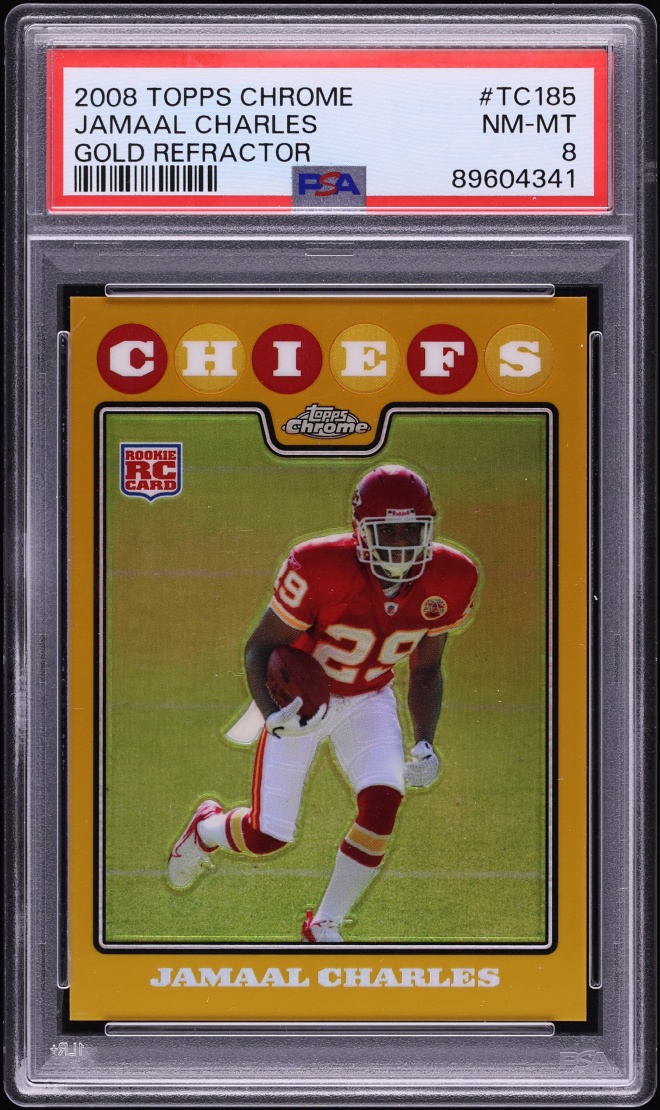 2008 Topps Chrome Gold Refractor Jamaal Charles ROOKIE /199 #TC185 PSA 8 NM-MT - Photo 1