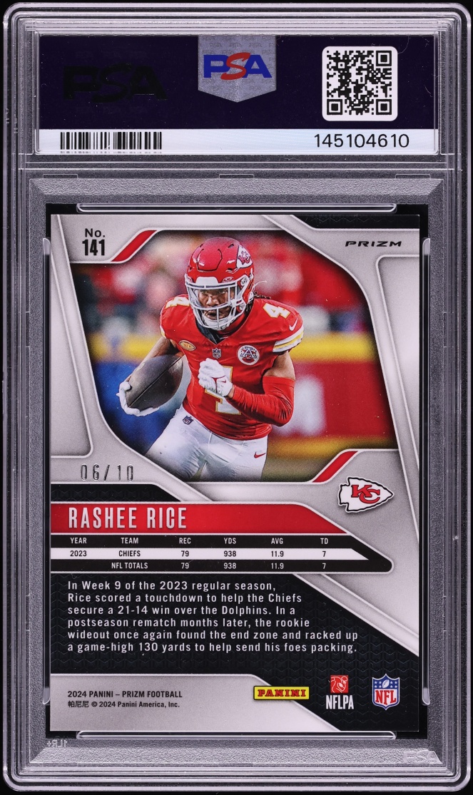 2024 Panini Prizm Gold Rashee Rice /10 #141 PSA 10 GEM MINT - Photo 2