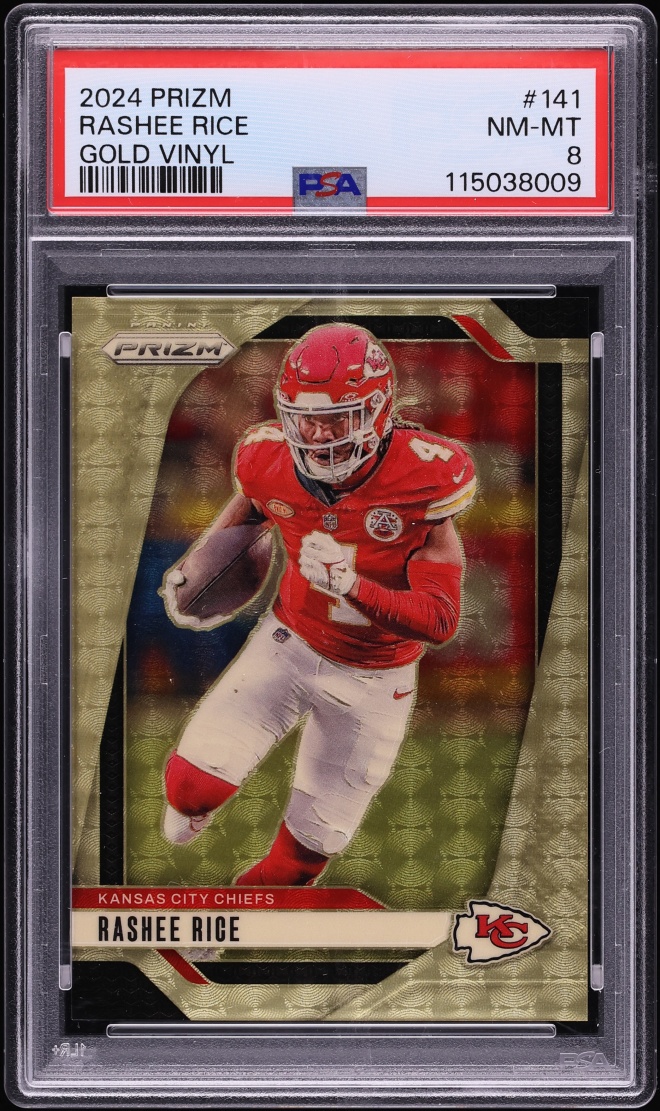 2024 Panini Prizm Gold Vinyl Rashee Rice 5/5 #141 PSA 8 NM-MT - Photo 1
