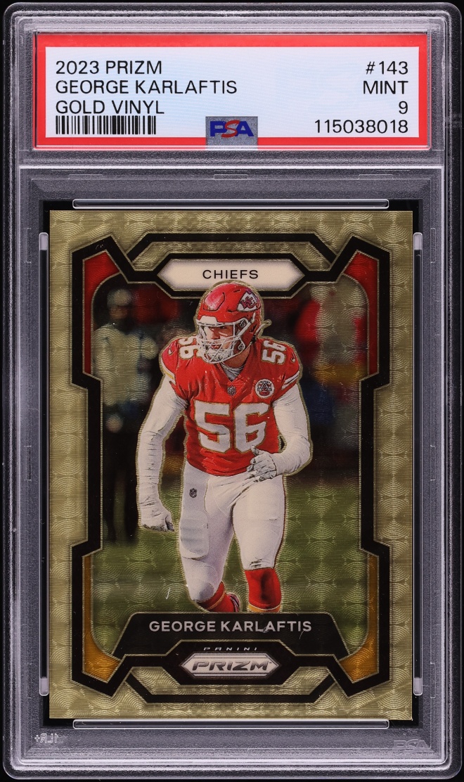 2023 Panini Prizm Gold Vinyl George Karlaftis /5 #143 PSA 9 MINT - Photo 1