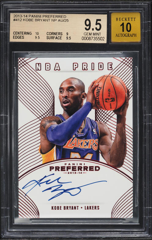 2013 Panini Preferred NBA Pride Kobe Bryant AUTO /25 #412 BGS 9.5