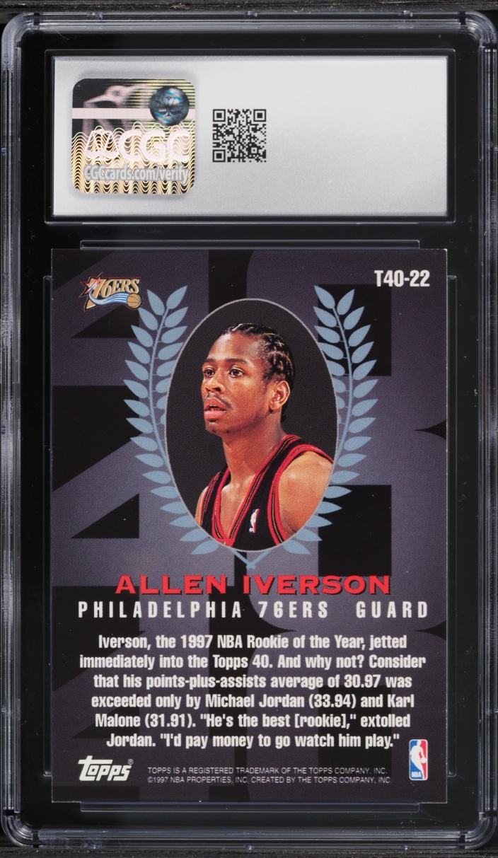 1997 Topps 40 Allen Iverson #T40-22 CGC 9 MINT