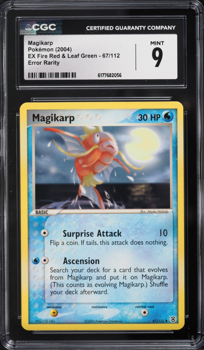 2004 Pokemon EX Fire Red & Leaf Green Error Rarity Magikarp #67 CGC 9 MINT
