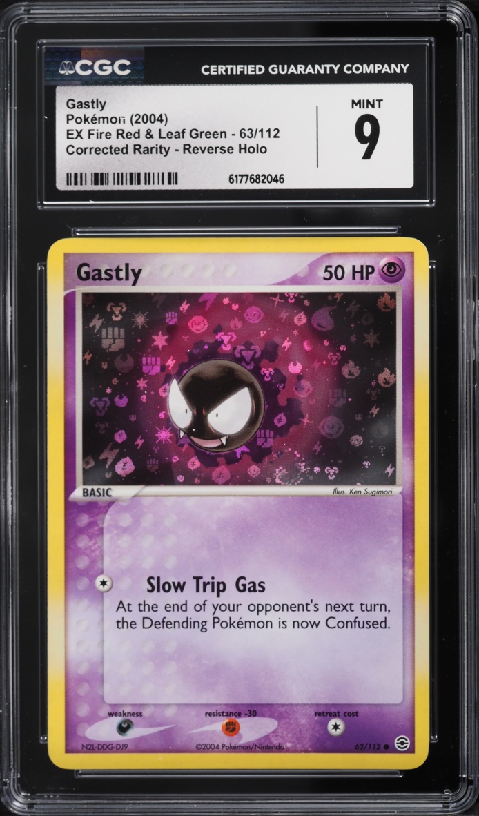 2004 Pokemon EX Fire Red & Leaf Green Corrected Rarity Reverse Holo Gastly #63 CGC 9 MINT